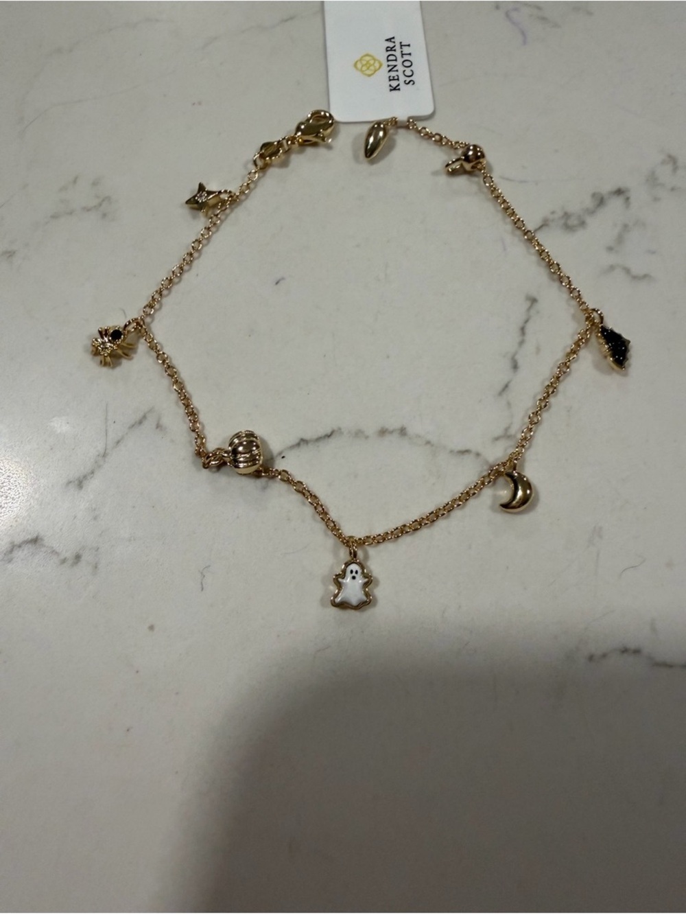 Kendra Scott Gold-tone Halloween Charm Necklace with White Ghost